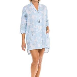 Heidi Carey Pale Blue Gardenia Scalloped Nightshirt - Size XS